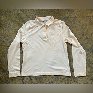 Brooks Brothers Girls Knit Polo Long Sleeve Cream Ivory Size XL